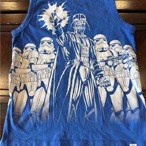 Official Star Wars Boys T-Shirt Blue White SZ L Rare Mint